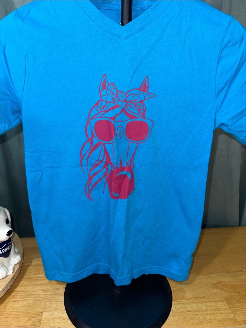 wonder nation Bright Turquoise V-Neck Tee with Pink Horse Graphic
